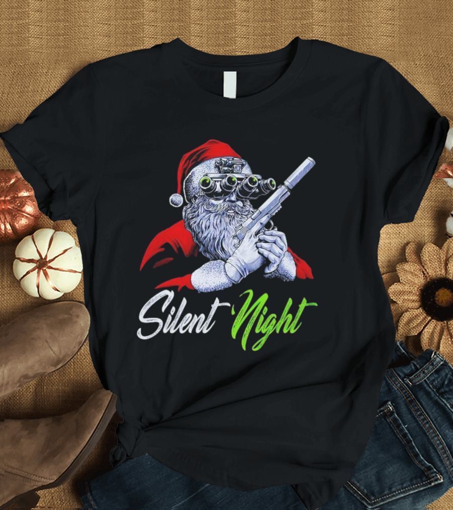 Silent Night Santa Claus With Night Vision And Rifle T-Shirt