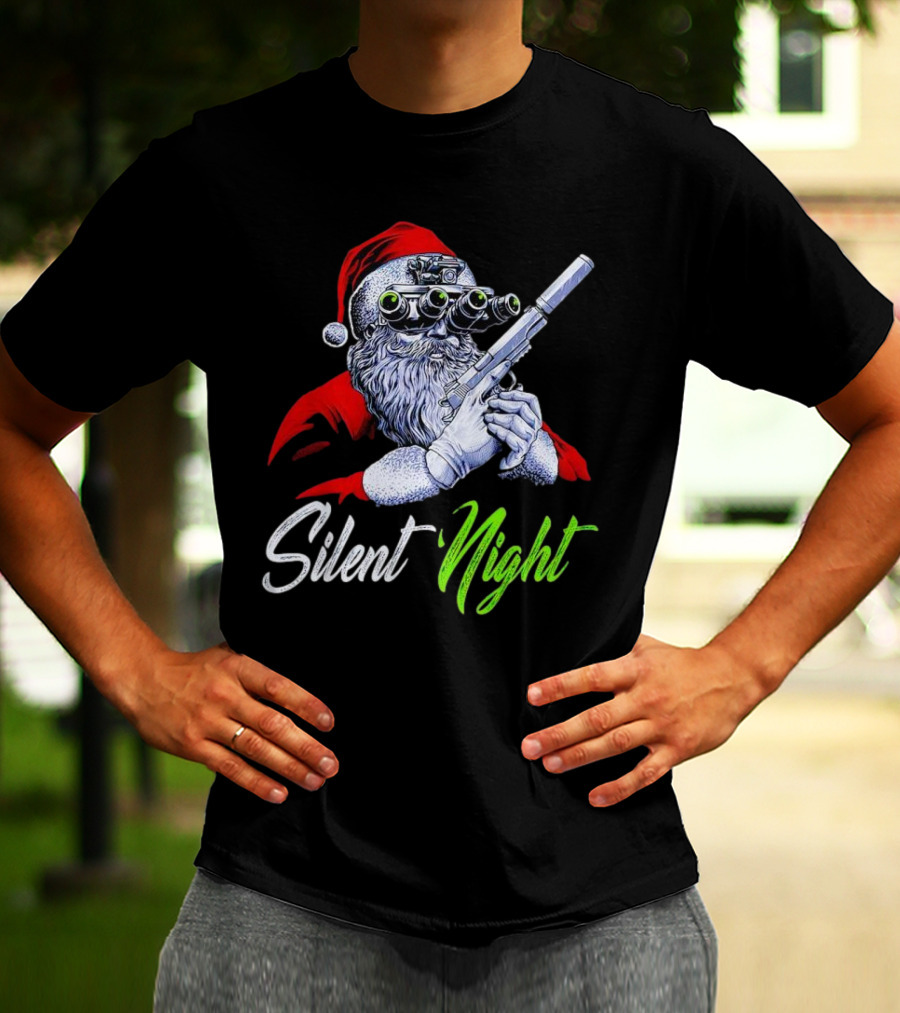 Silent Night Santa Claus With Night Vision And Rifle T-Shirt