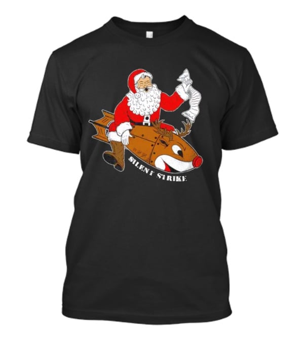 Silent Strike Santa Claus Riding Reindeer Rocket T-Shirt