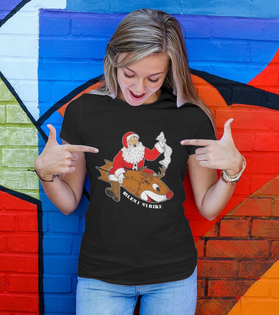 Silent Strike Santa Claus Riding Reindeer Rocket T-Shirt