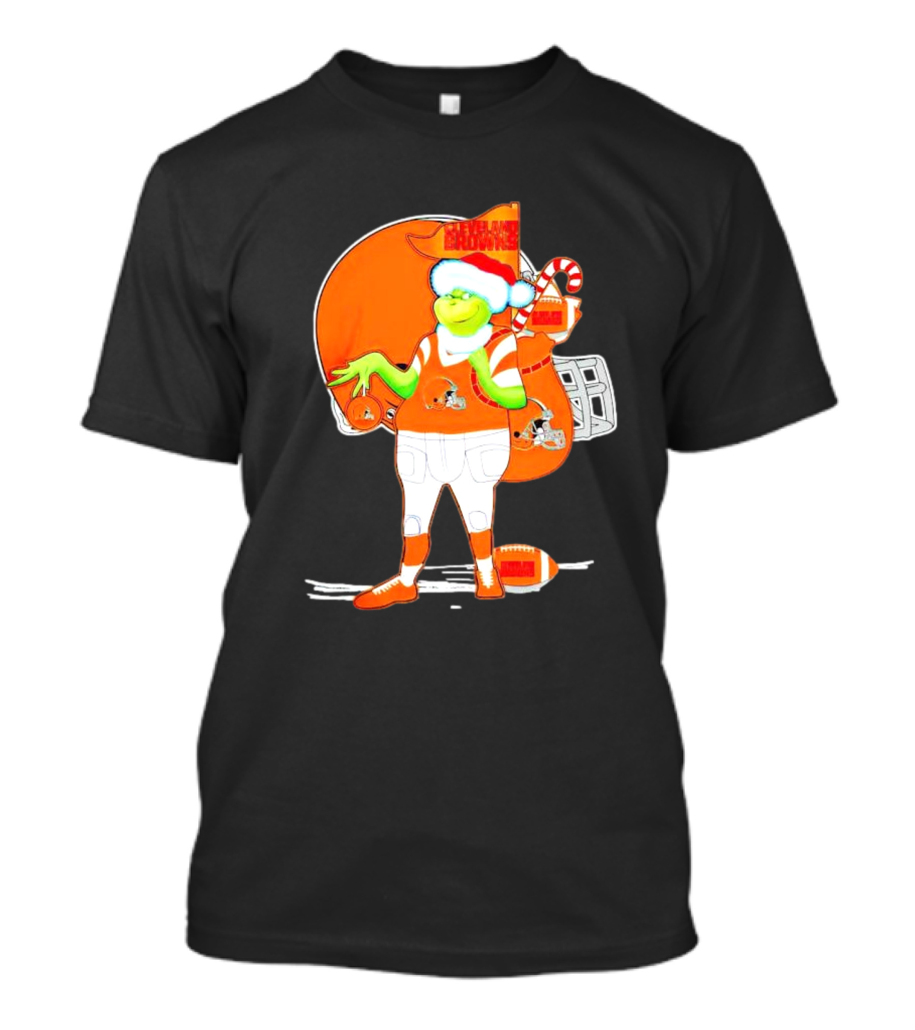 Cleveland Browns Christmas Santa Grinch Football T-Shirt