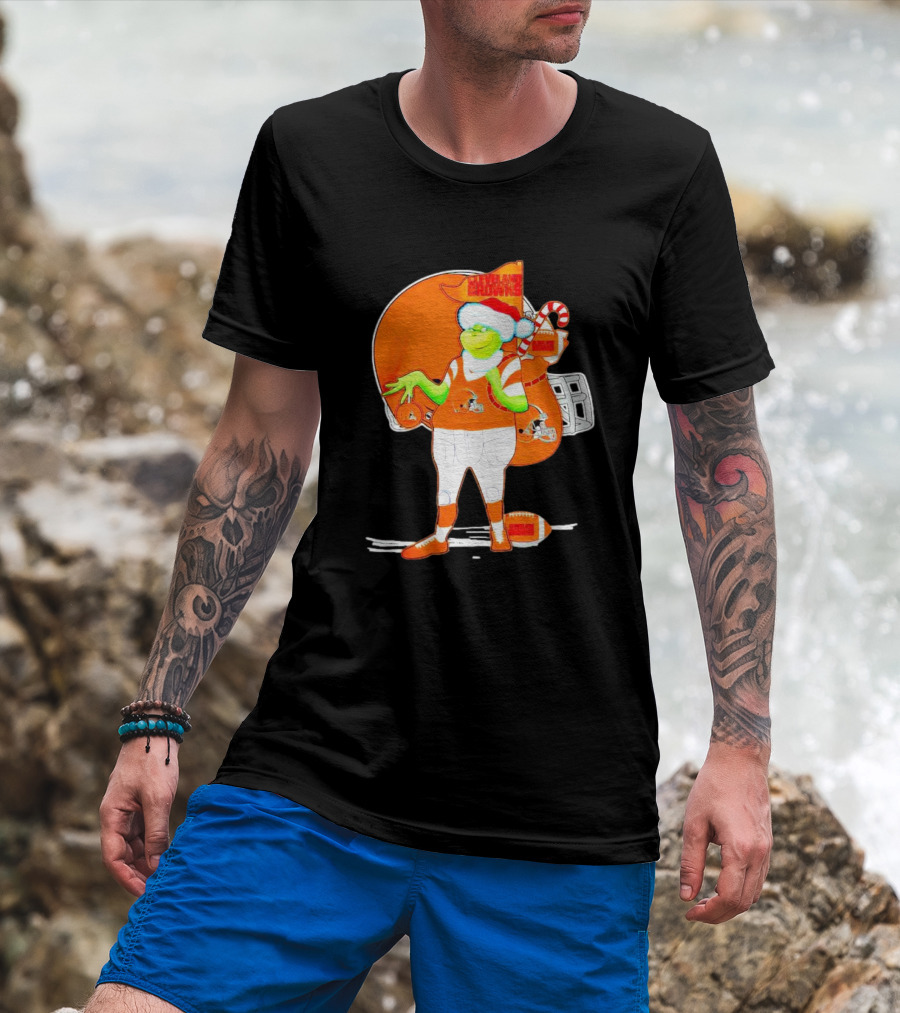 Cleveland Browns Christmas Santa Grinch Football T-Shirt