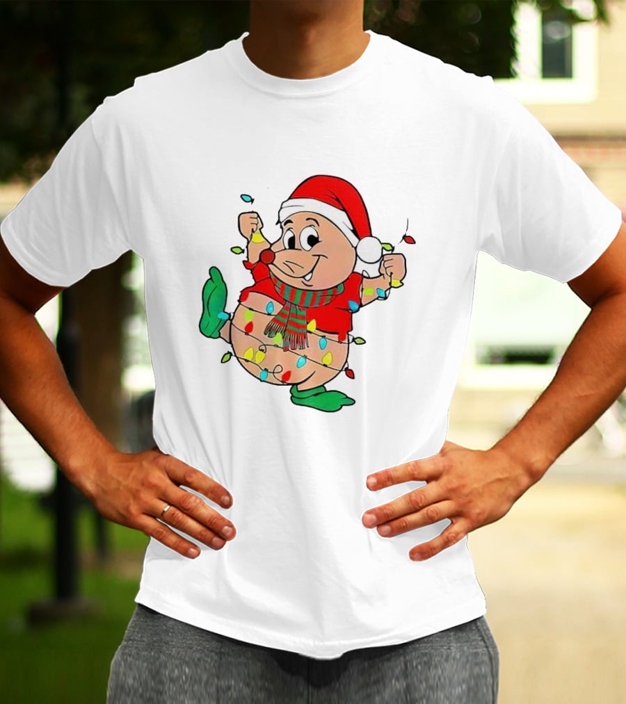 Santa Gus Wrapped In Christmas Lights T-Shirt