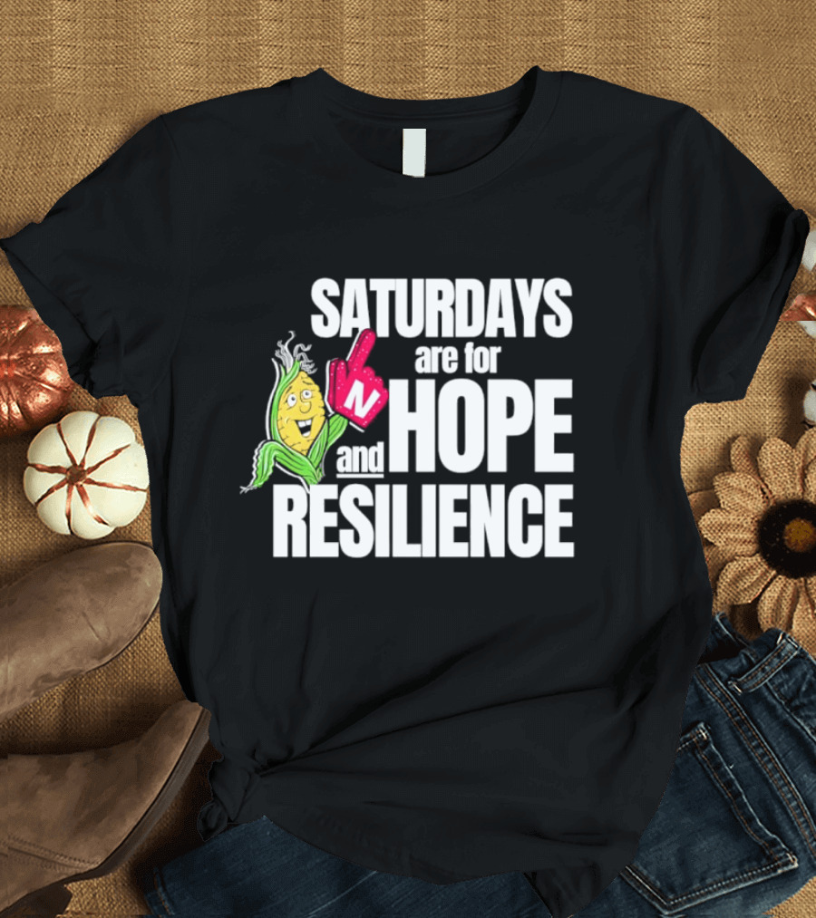 Saturdays Are For Hope And Resilience Corn Mascot And Foam Finger T-Shirt