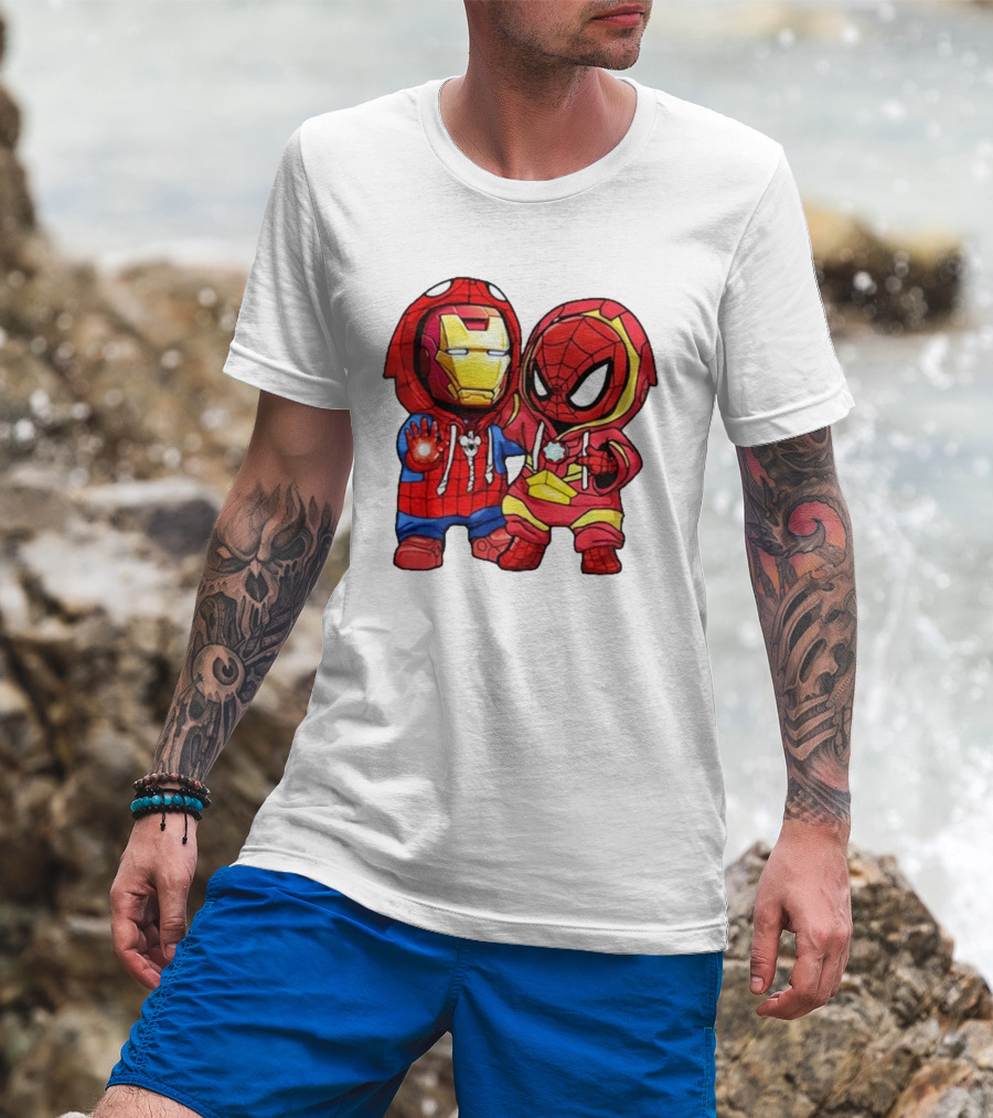 Spider-Man And Iron Man Cute Chibi Hoodie Heroes T-Shirt