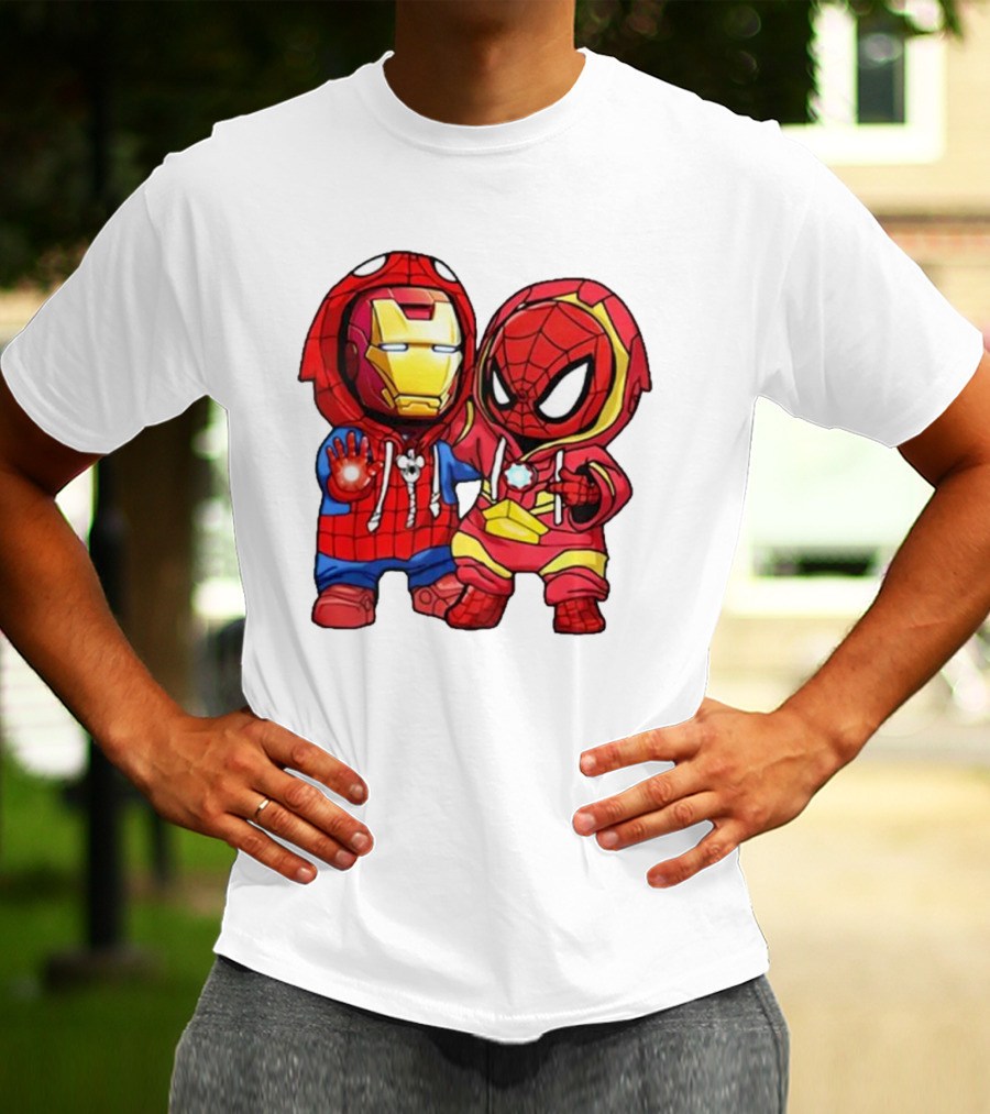 Spider-Man And Iron Man Cute Chibi Hoodie Heroes T-Shirt