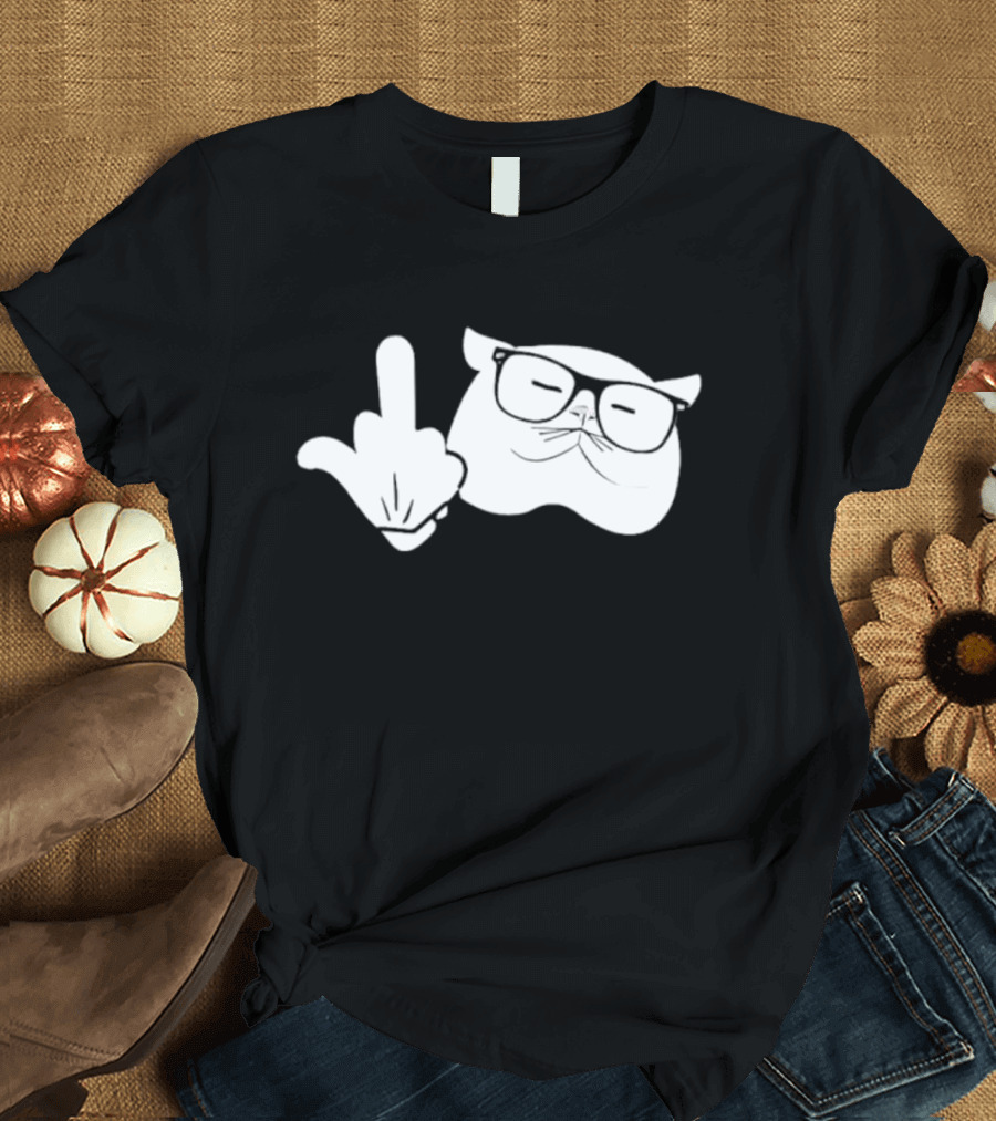 Catturd Birdturd Middle Finger Cat Glasses T-Shirt