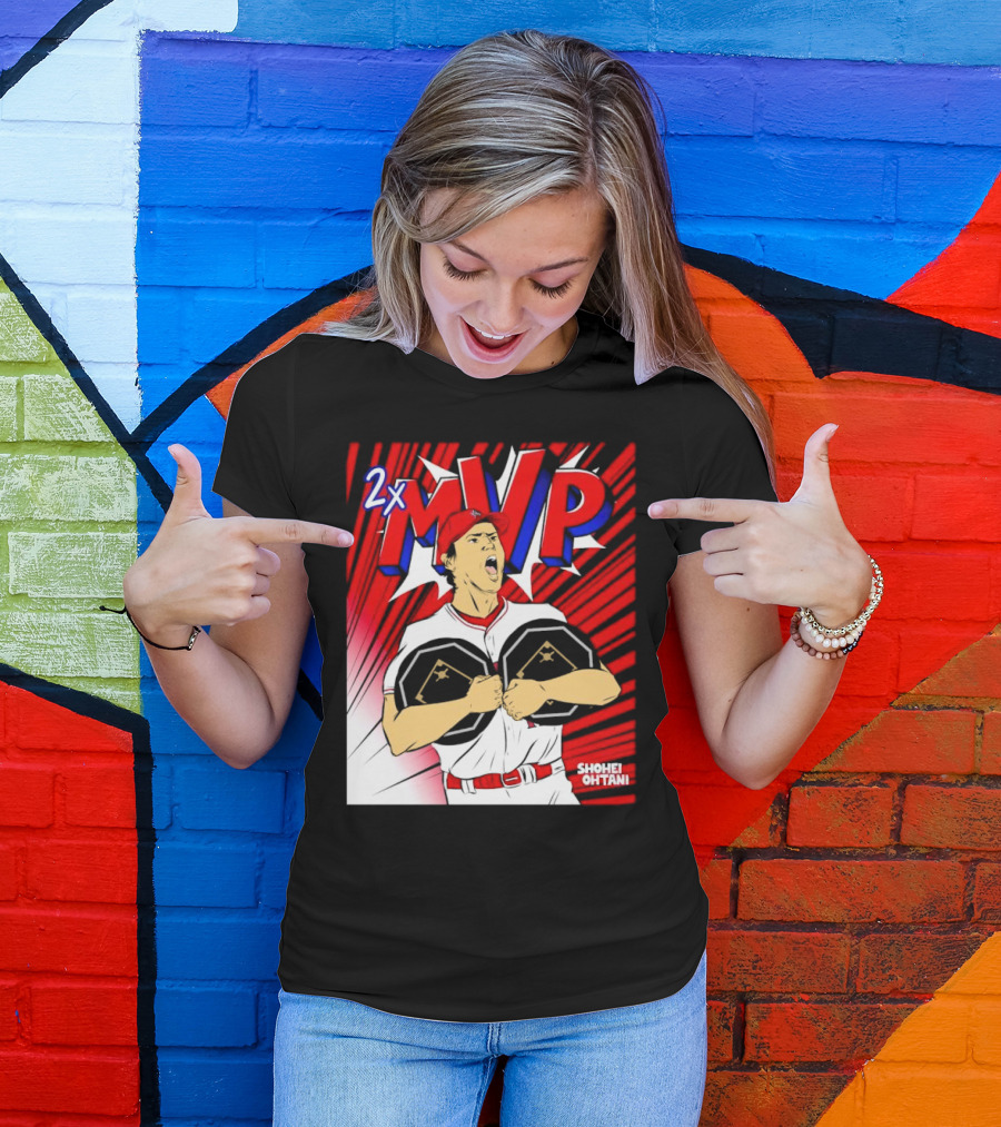 Los Angeles Angels Shohei Ohtani 2x MVP Comic T-Shirt