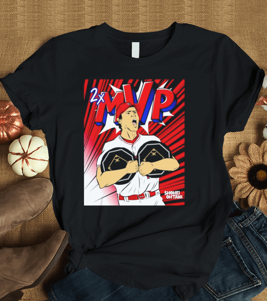 Los Angeles Angels Shohei Ohtani 2x MVP Comic T-Shirt