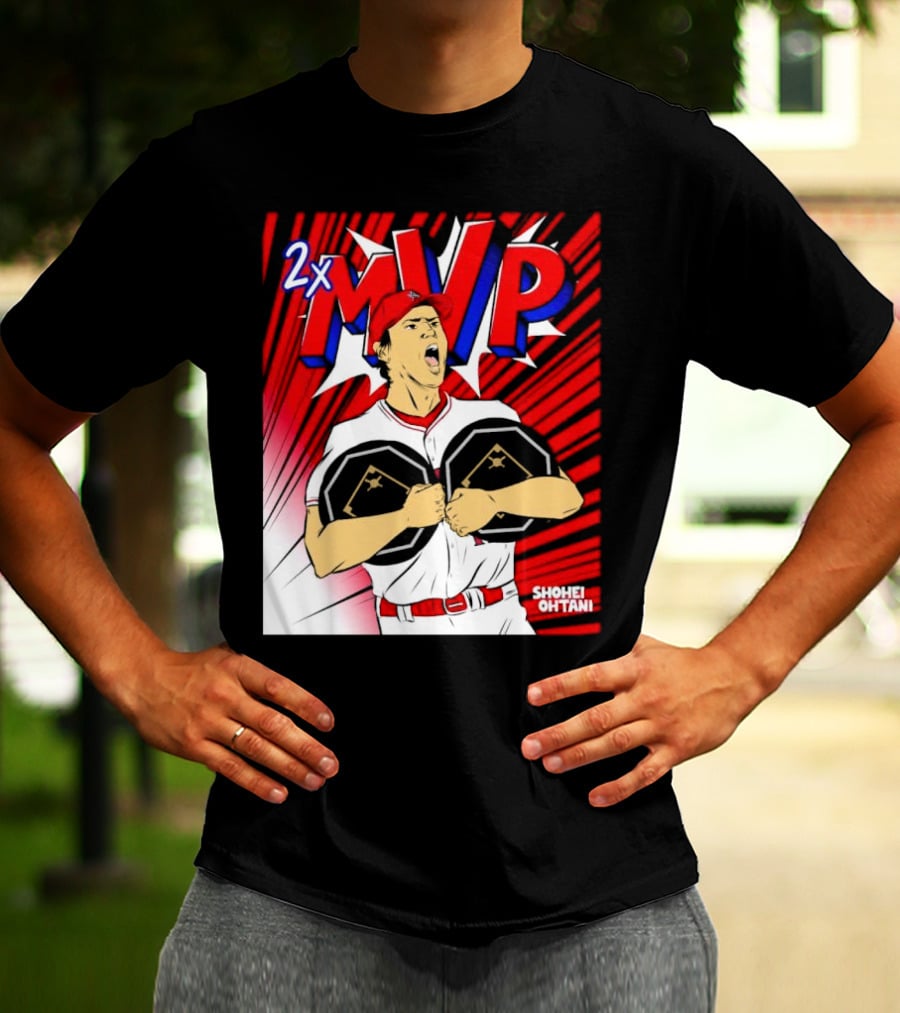Los Angeles Angels Shohei Ohtani 2x MVP Comic T-Shirt