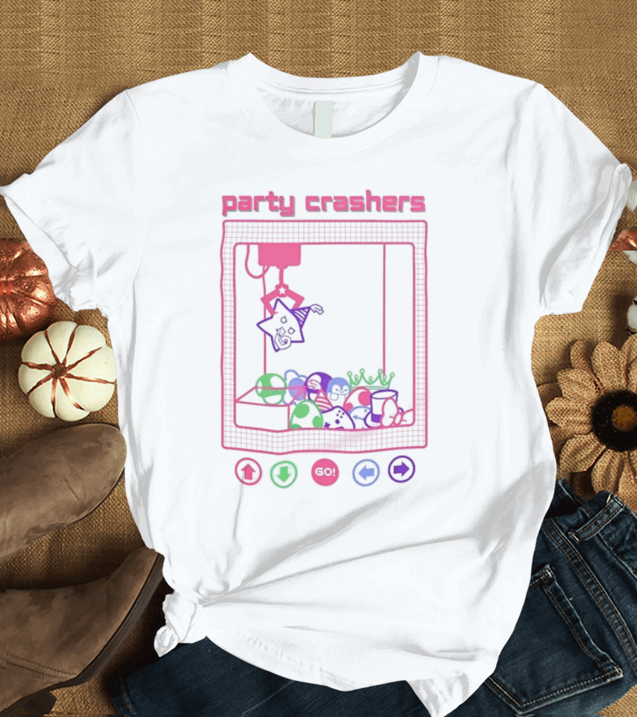 Party Crashers Crane Game Retro Neon T-Shirt