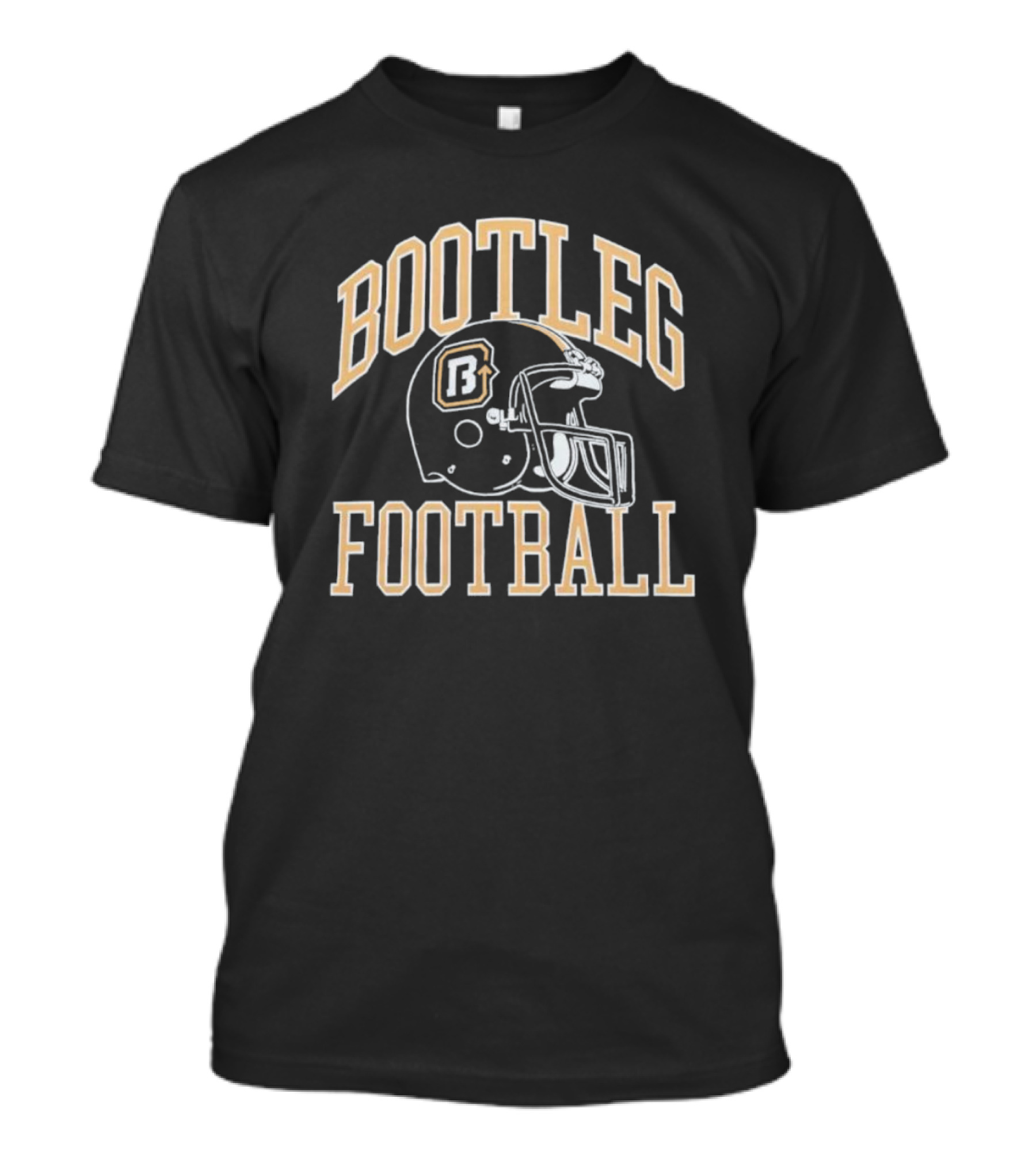 Bootleg Football Helmet Black And Gold Letters T-Shirt