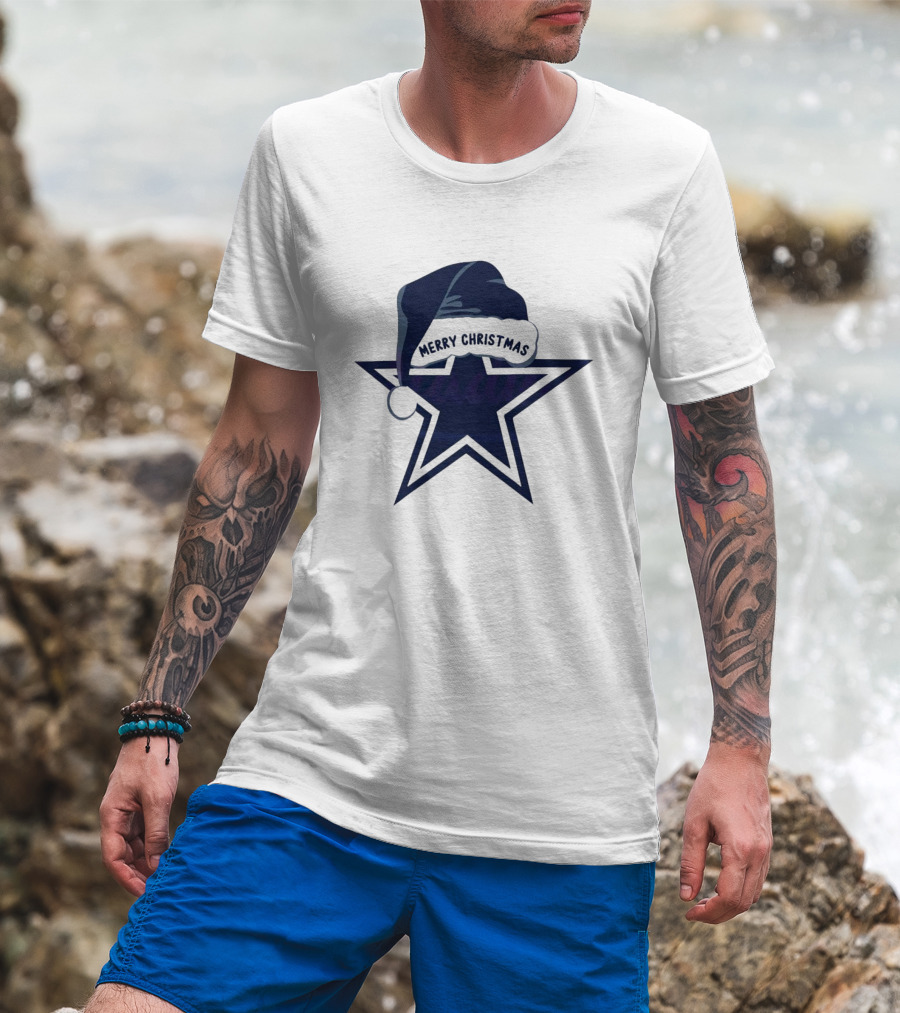 Dallas Cowboys Merry Christmas Santa Hat Star T-Shirt