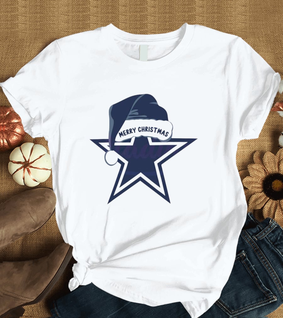 Dallas Cowboys Merry Christmas Santa Hat Star T-Shirt