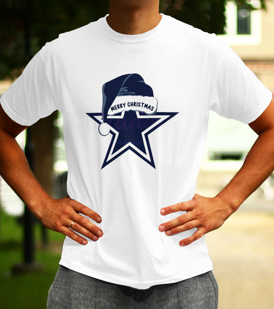 Dallas Cowboys Merry Christmas Santa Hat Star T-Shirt
