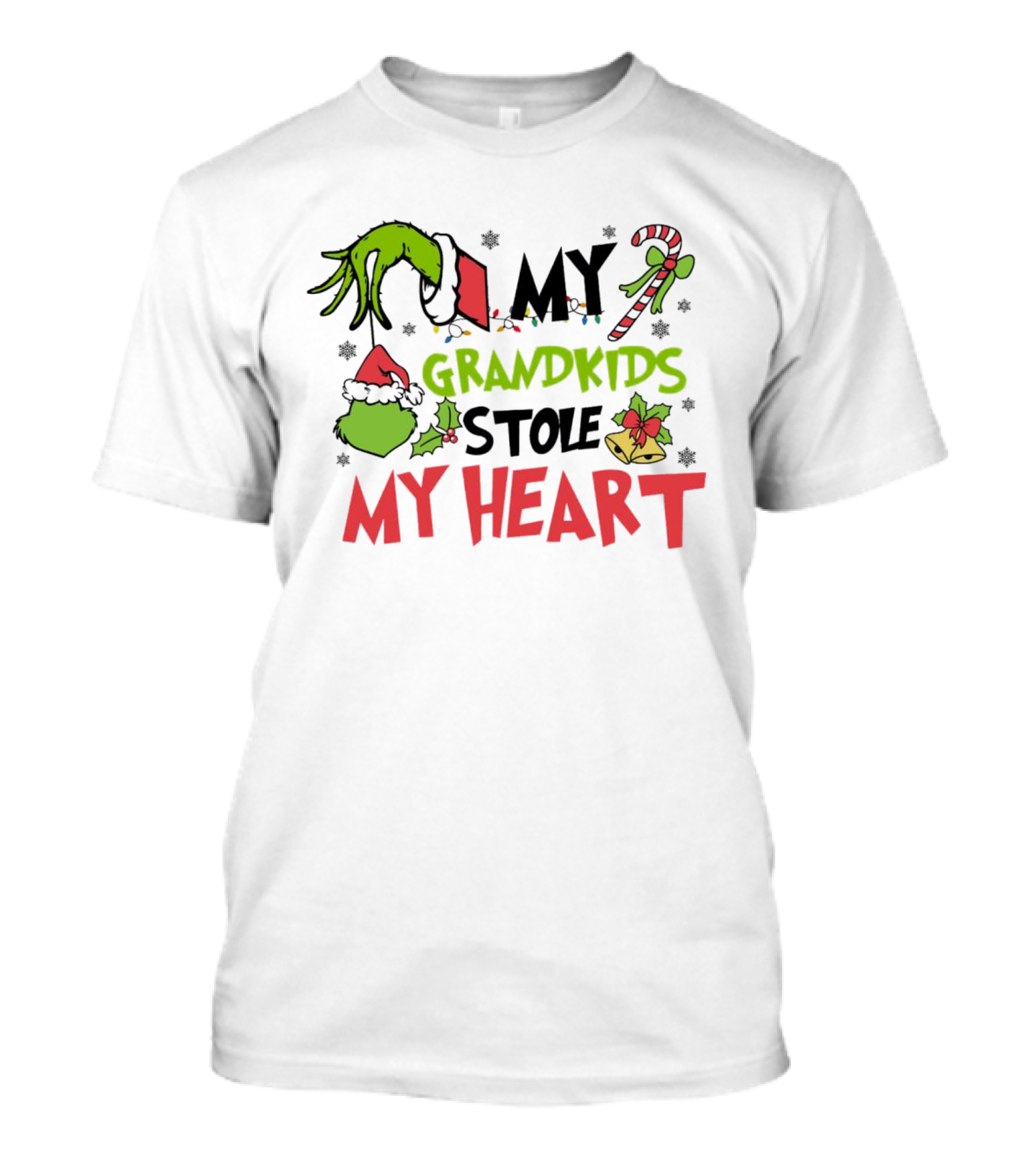 Grinch Hand My Grandkids Stole My Heart My Grandkids Christmas T-Shirt