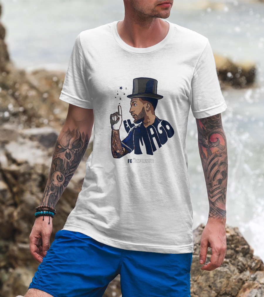 FC Cincinnati Luciano Acosta El Mago Magic Top Hat Tattoos T-Shirt