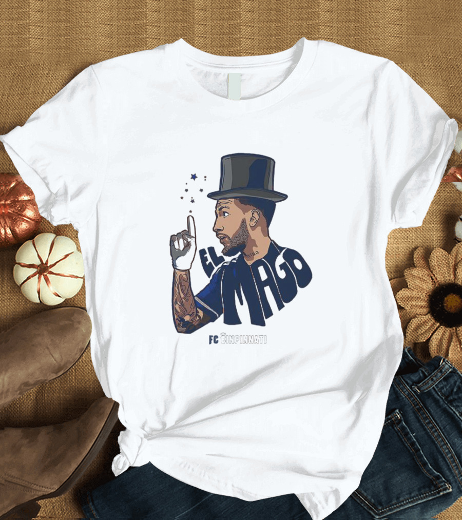 FC Cincinnati Luciano Acosta El Mago Magic Top Hat Tattoos T-Shirt