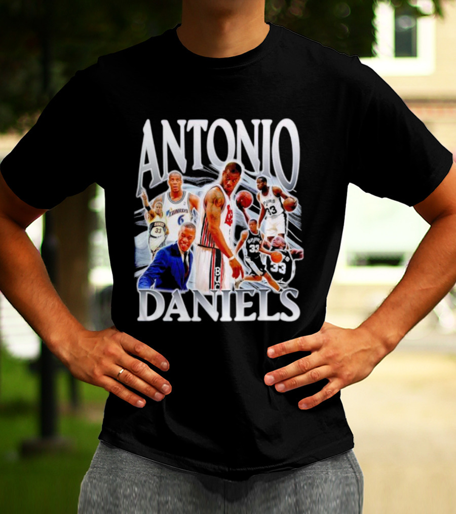Antonio Daniels Retro NBA Basketball Collage Spurs Sonics Bucks Vintage T-Shirt