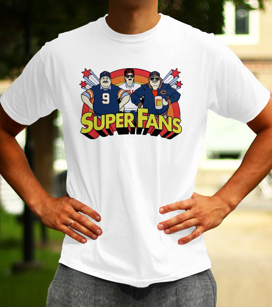 Chicago Bears Super Fans Three Illustrated Characters In Jerseys T-Shirt