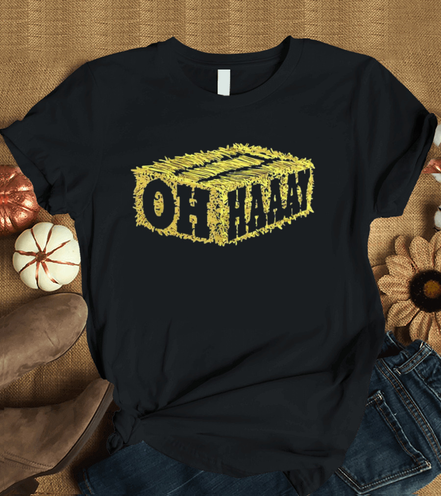 Oh Haaay Straw Iconic Yellow Hay Block Humor T-Shirt