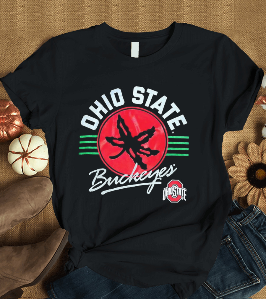 Ohio State Buckeyes Leaf Logo Red Circle Emblem Mark T-Shirt