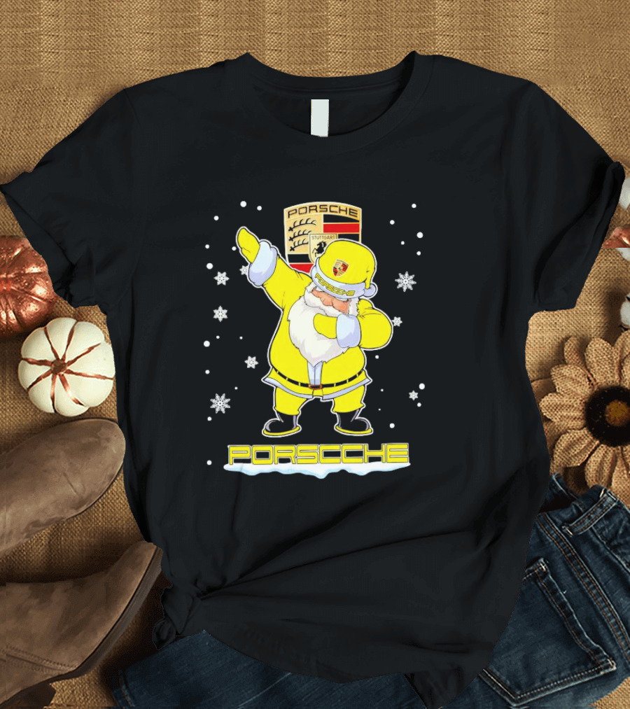 Porsche Santa Claus Dabbing Christmas Snowflakes T-Shirt