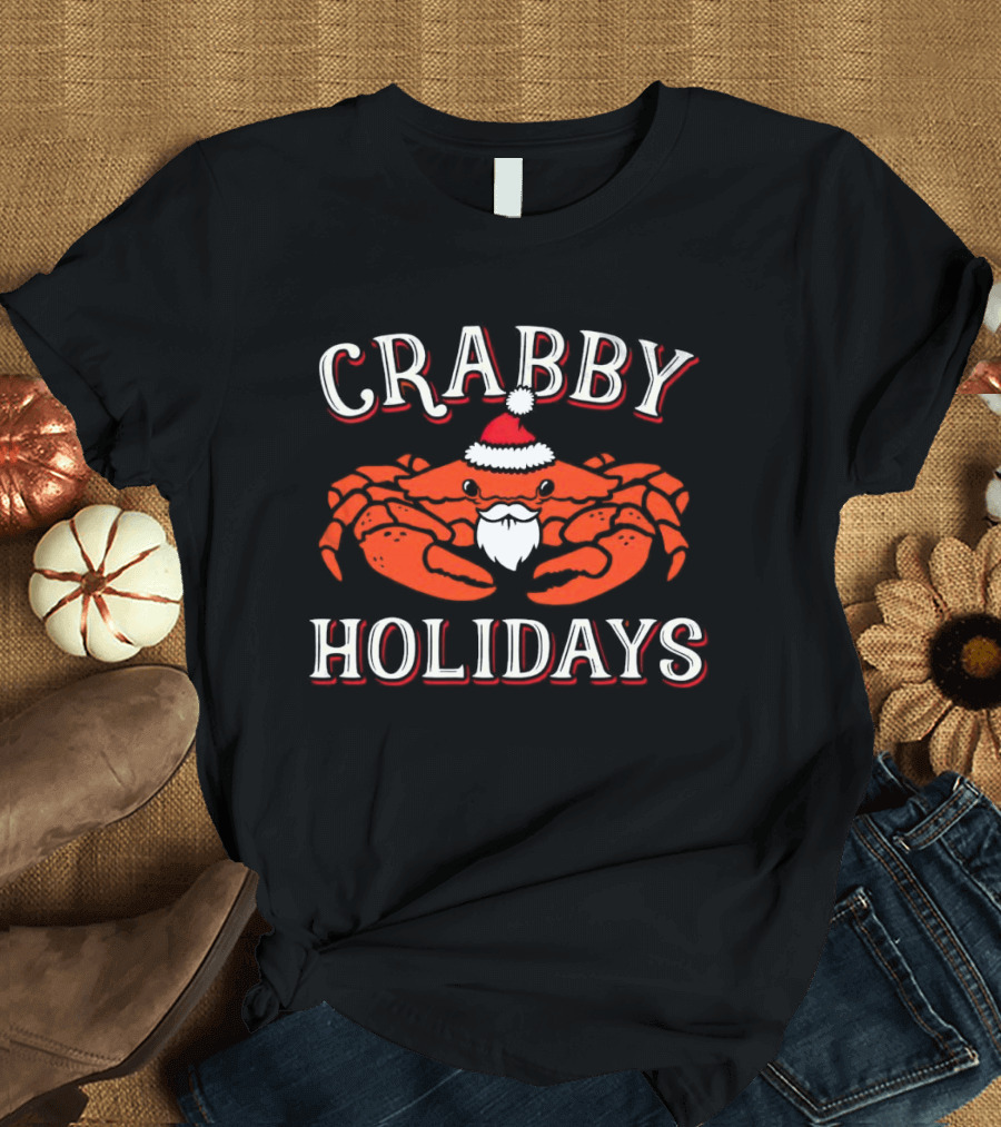 Crabby Holidays Santa Christmas Crab T-Shirt