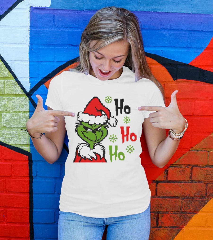 Santa Grinch Ho Ho Ho Merry Christmas T-Shirt