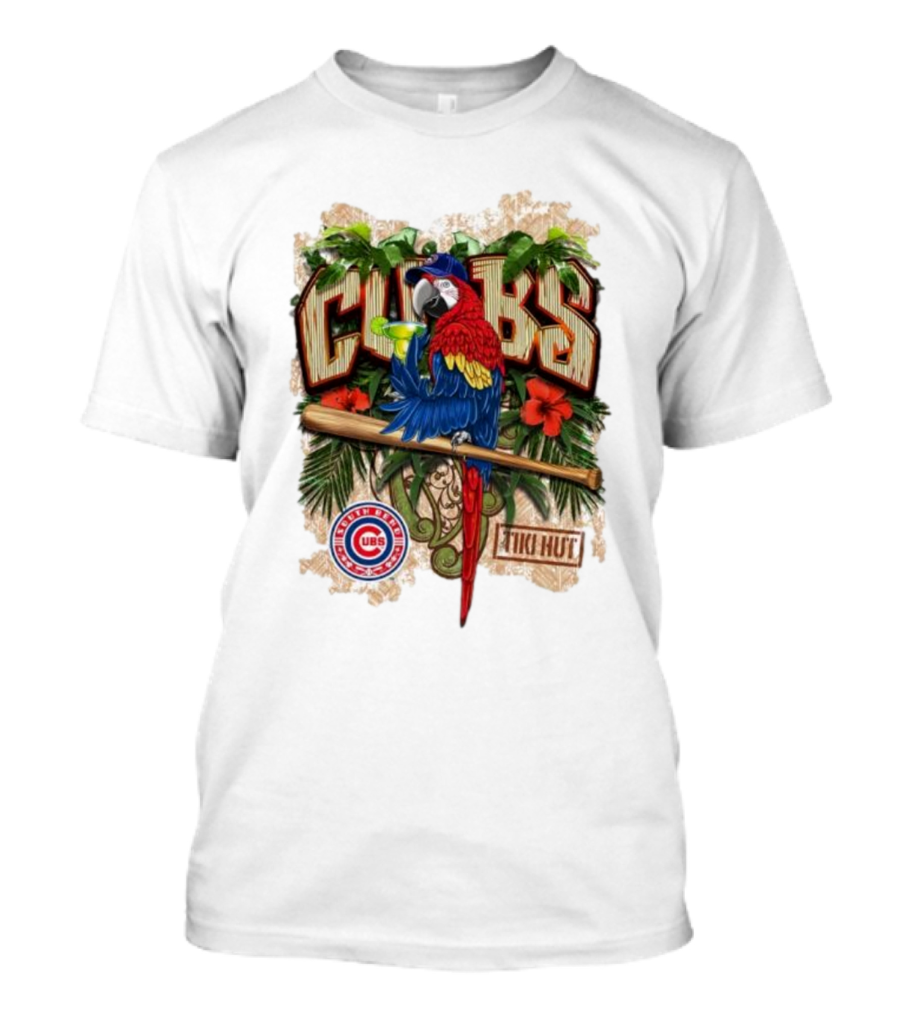 Cubs Parrot Tiki Hut South Bend Cubs Logo Tropical Baseball T-Shirt