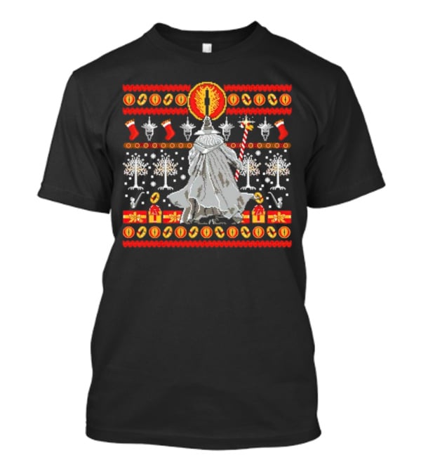 The Lord Of The Rings Eye Sauron Gandalf Christmas Tree Gifts Ugly T-Shirt