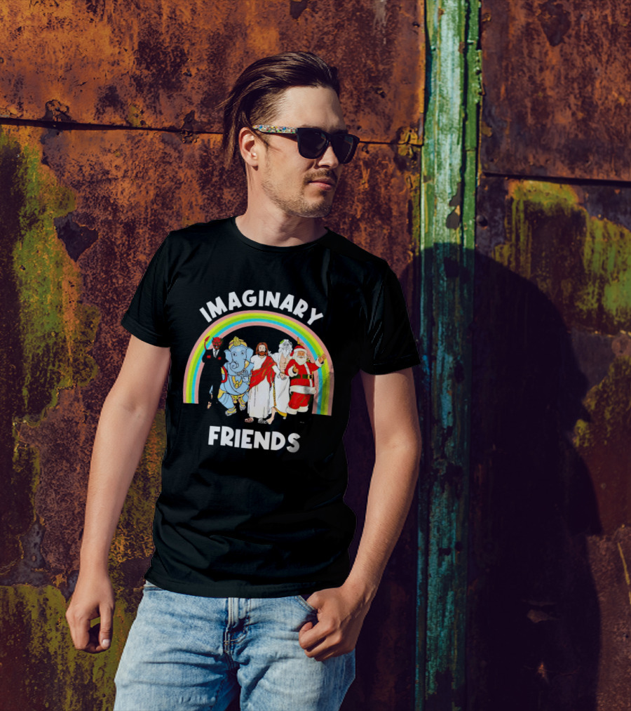 IMAGINARY FRIENDS Rainbow Santa Jesus Ganesh Greek God Devil T-Shirt