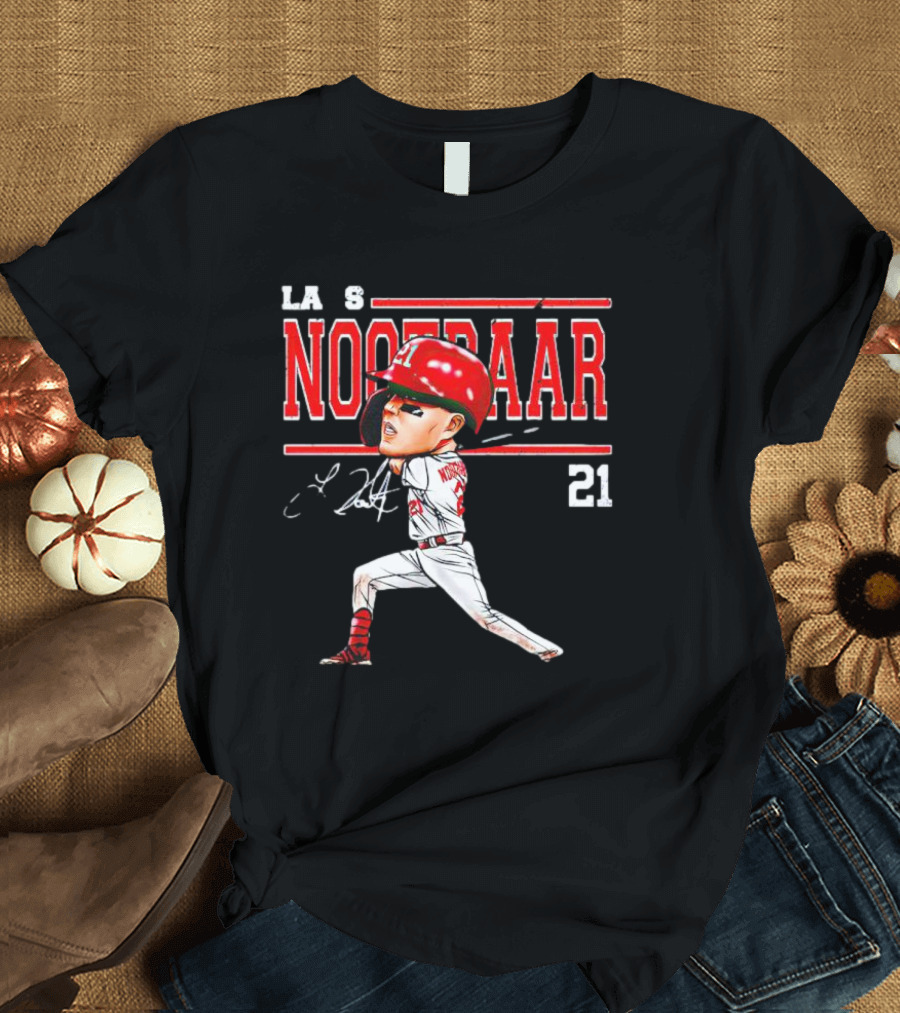 Lars Nootbaar St. Louis Baseball Cartoon Signature 21 T-Shirt