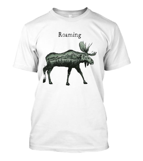 Roaming Moose With Mountain Landscape Christmas T-Shirt