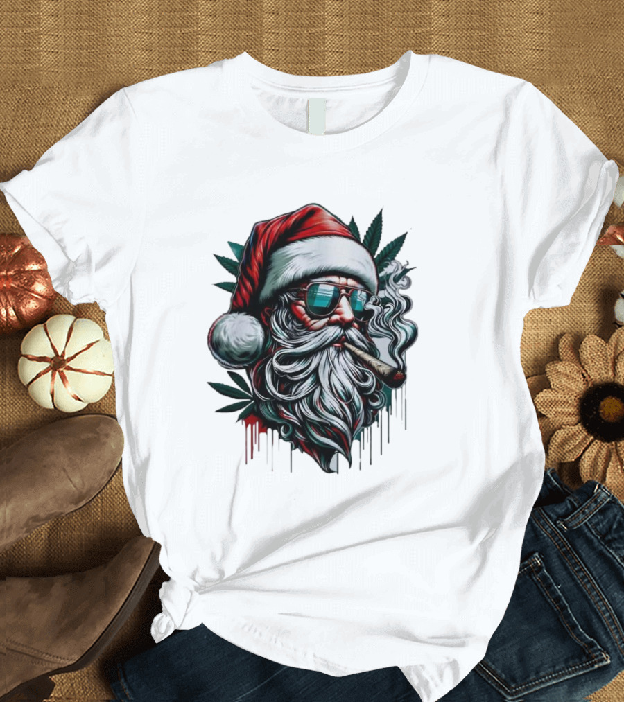 Santa Claus Smoking Weed Marijuana Christmas Holiday T-Shirt