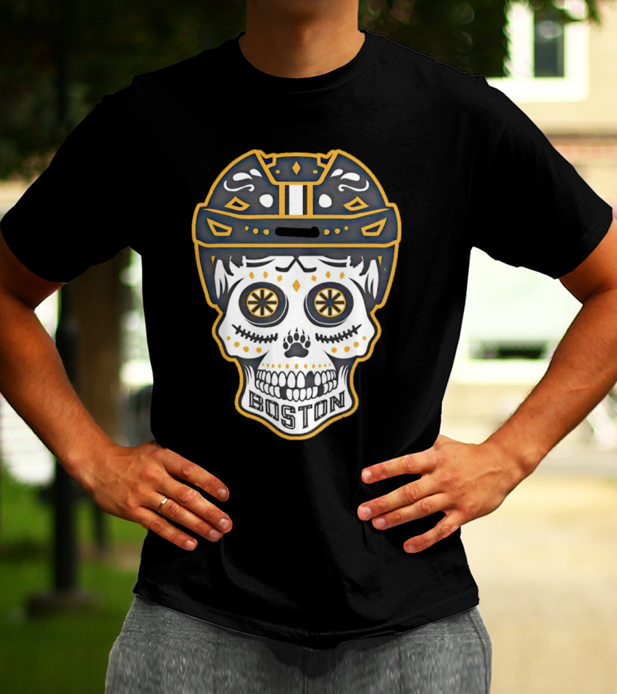 Boston Bruins Sugar Skull Helmet T-Shirt