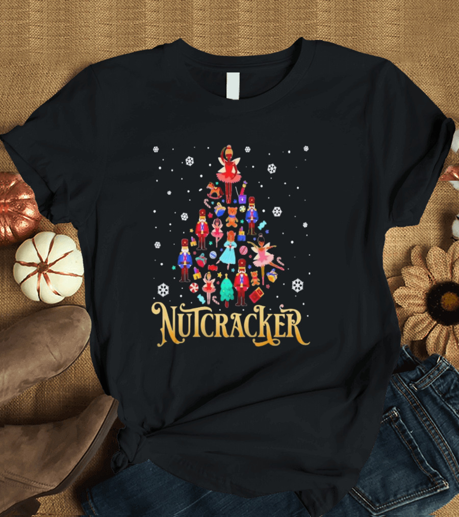 Nutcracker Characters Christmas Tree Ballet Holiday Scene T-Shirt