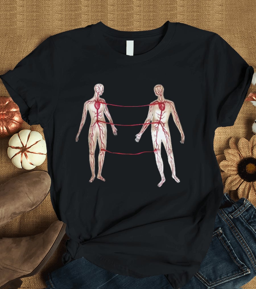Vascular Diagram Heart Connection Between Two People T-Shirt