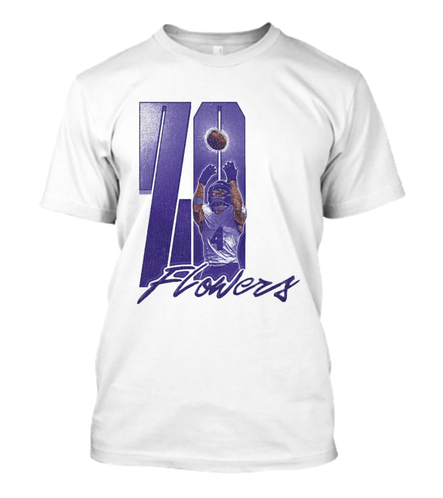 Zay Flowers Baltimore Football Catching Number 4 T-Shirt