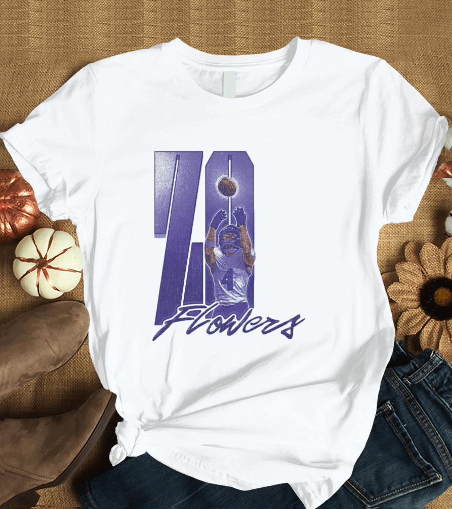 Zay Flowers Baltimore Football Catching Number 4 T-Shirt