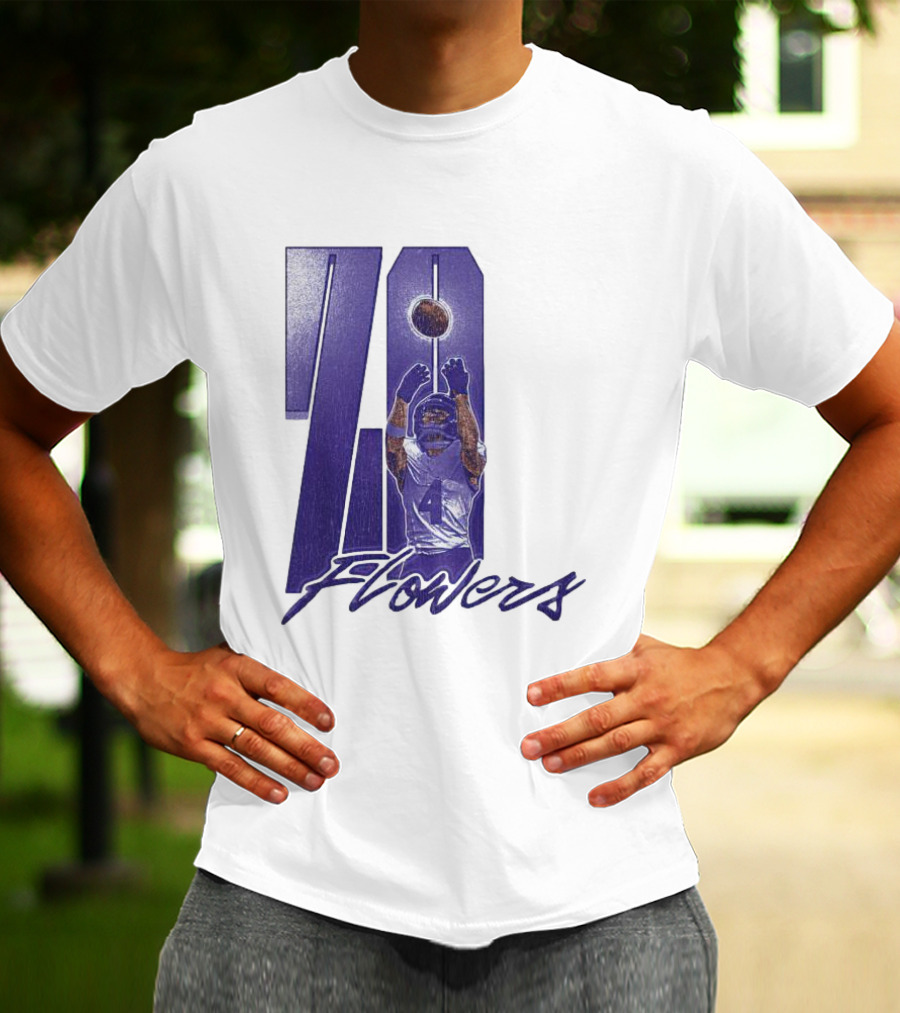 Zay Flowers Baltimore Football Catching Number 4 T-Shirt