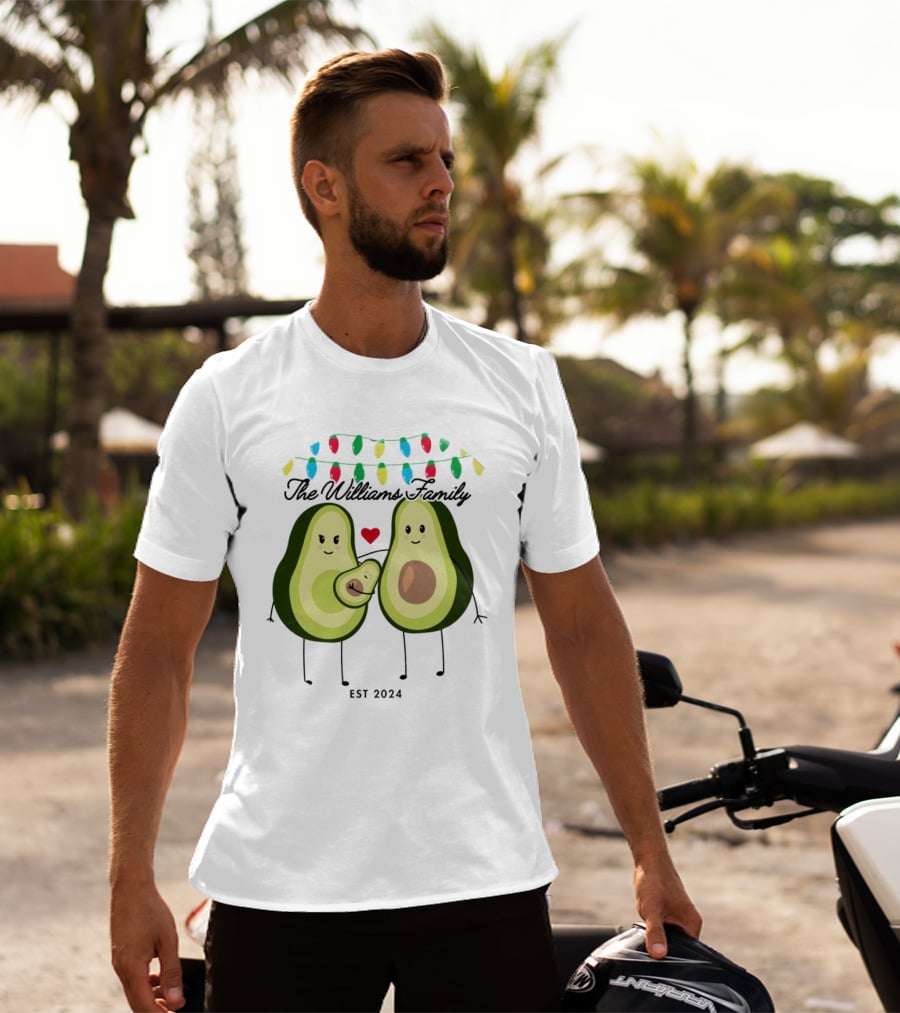 The Williams Family Baby On The Way Avocado Parents Christmas Lights Est T-Shirt