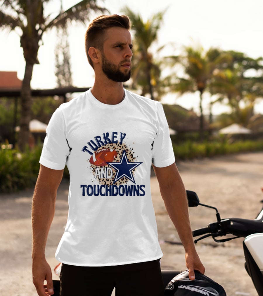 Turkey And Touchdowns Dallas Cowboys Football Star T-Shirt