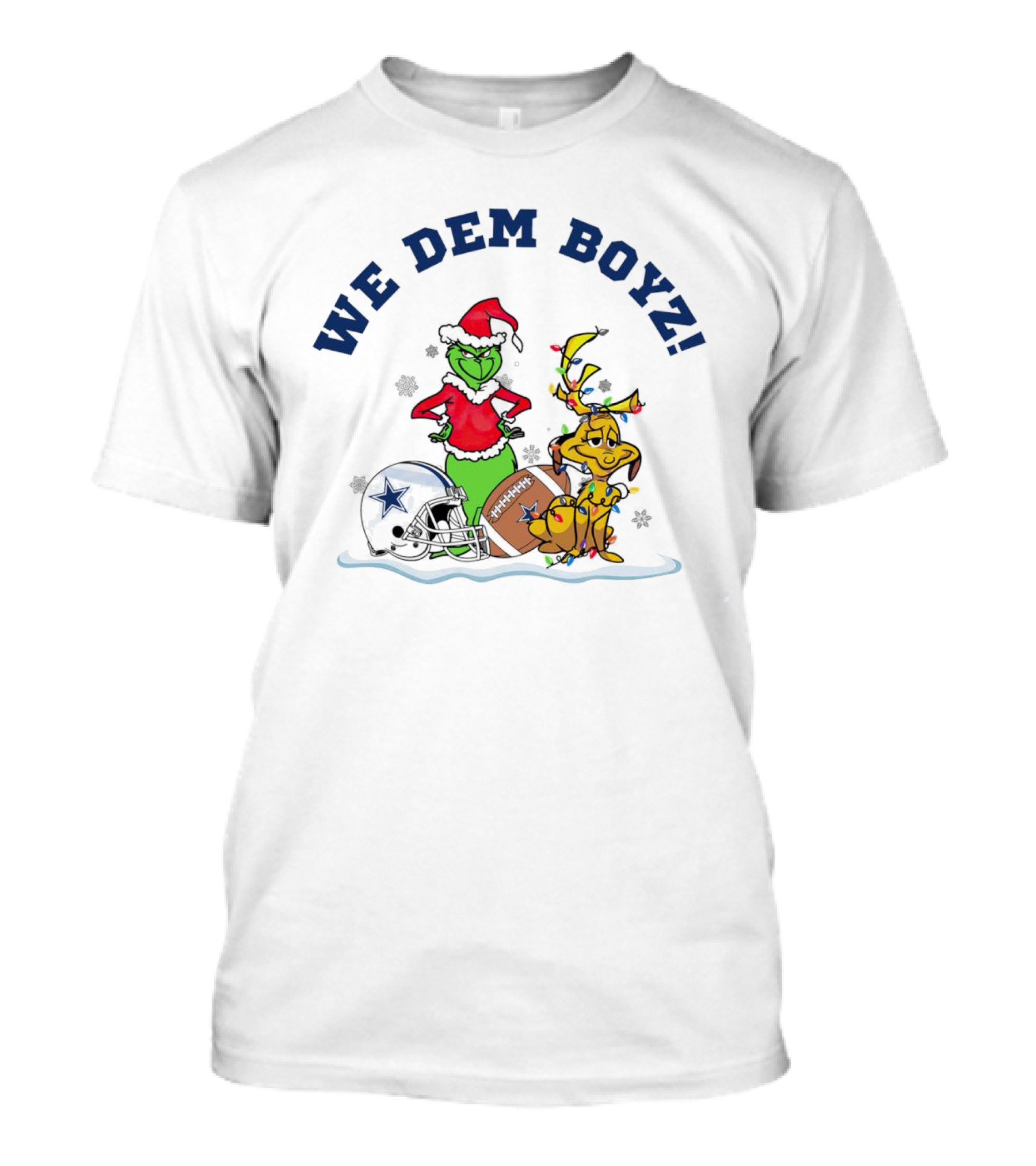 We Dem Boyz Grinch And Max Dallas Cowboys Christmas T-Shirt
