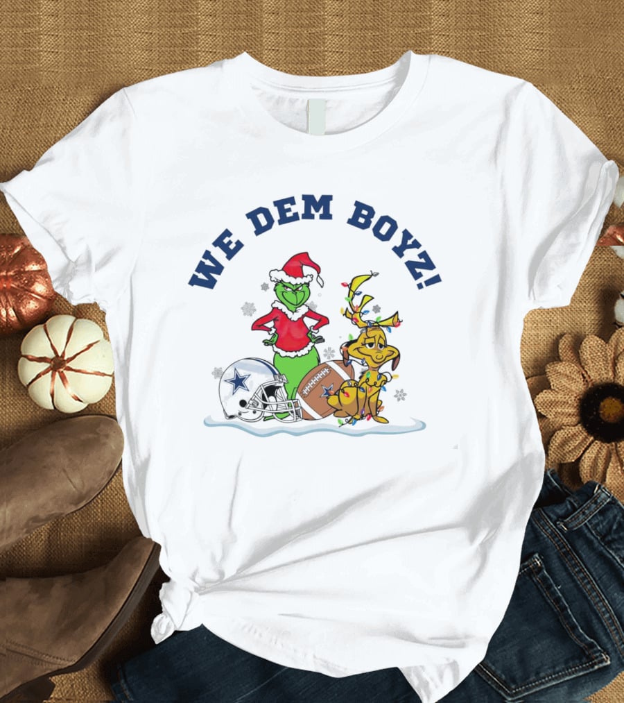 We Dem Boyz Grinch And Max Dallas Cowboys Christmas T-Shirt