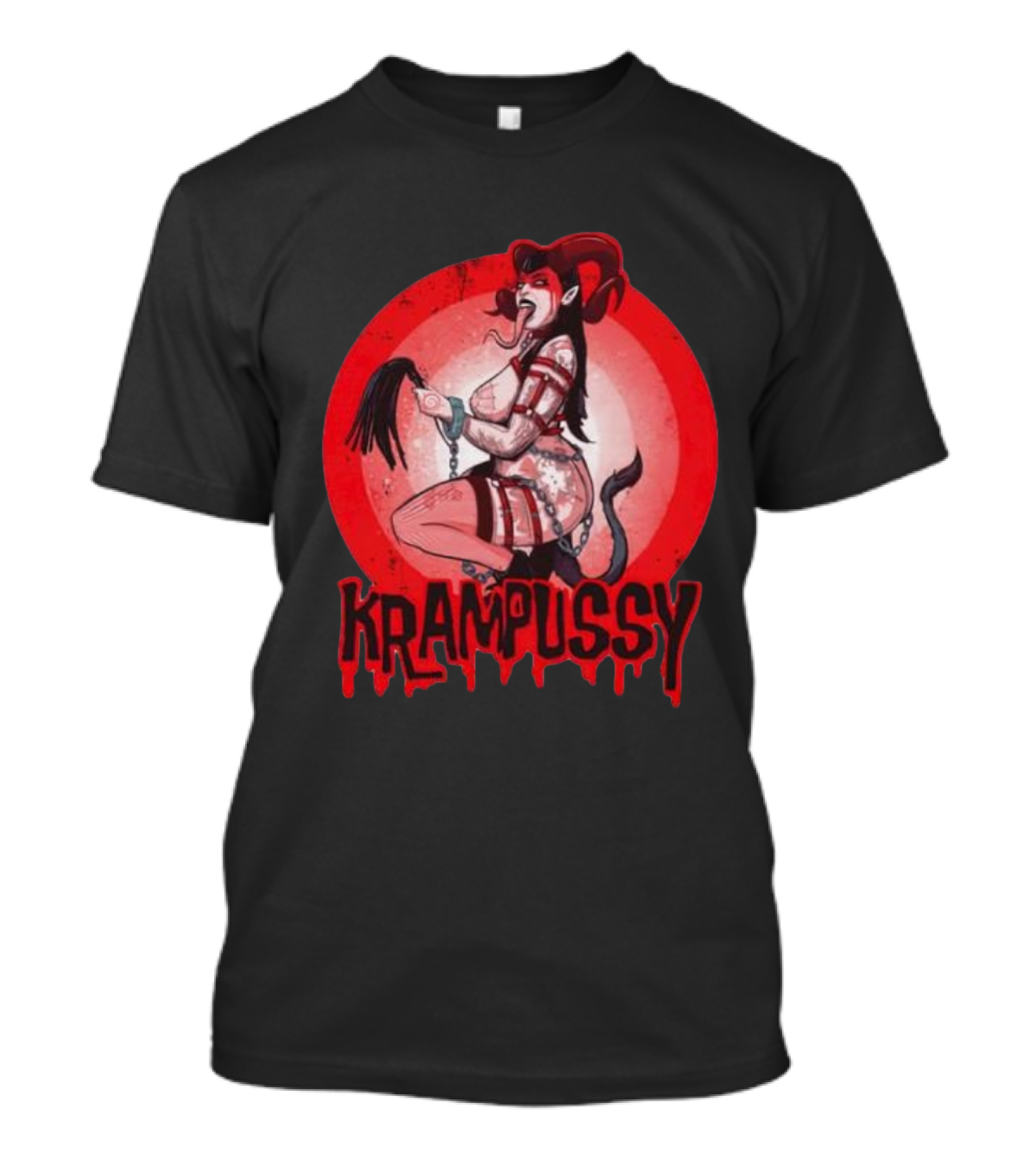 Krampussy Demon Woman With Whip And Chains T-Shirt