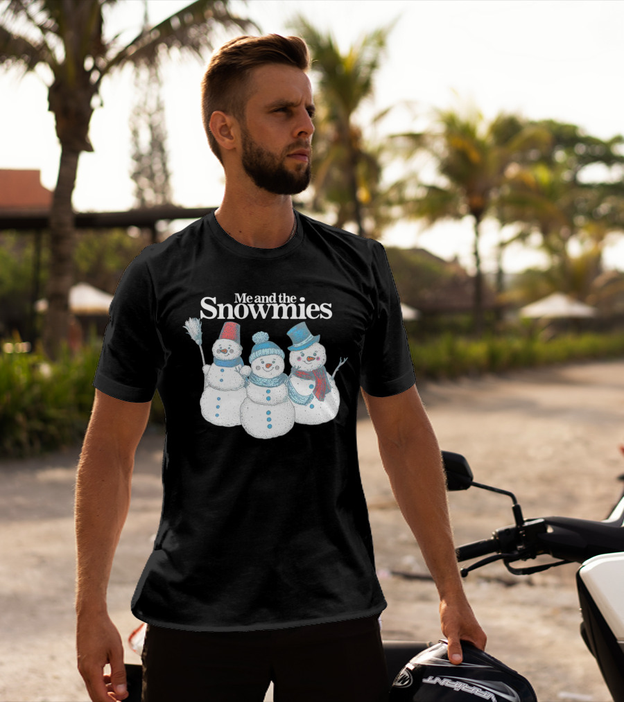 Me And The Snowmies Christmas Trio With Brooms And Hats T-Shirt