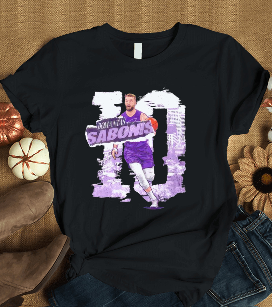 Domantas Sabonis Sacramento Basketball Purple T-Shirt