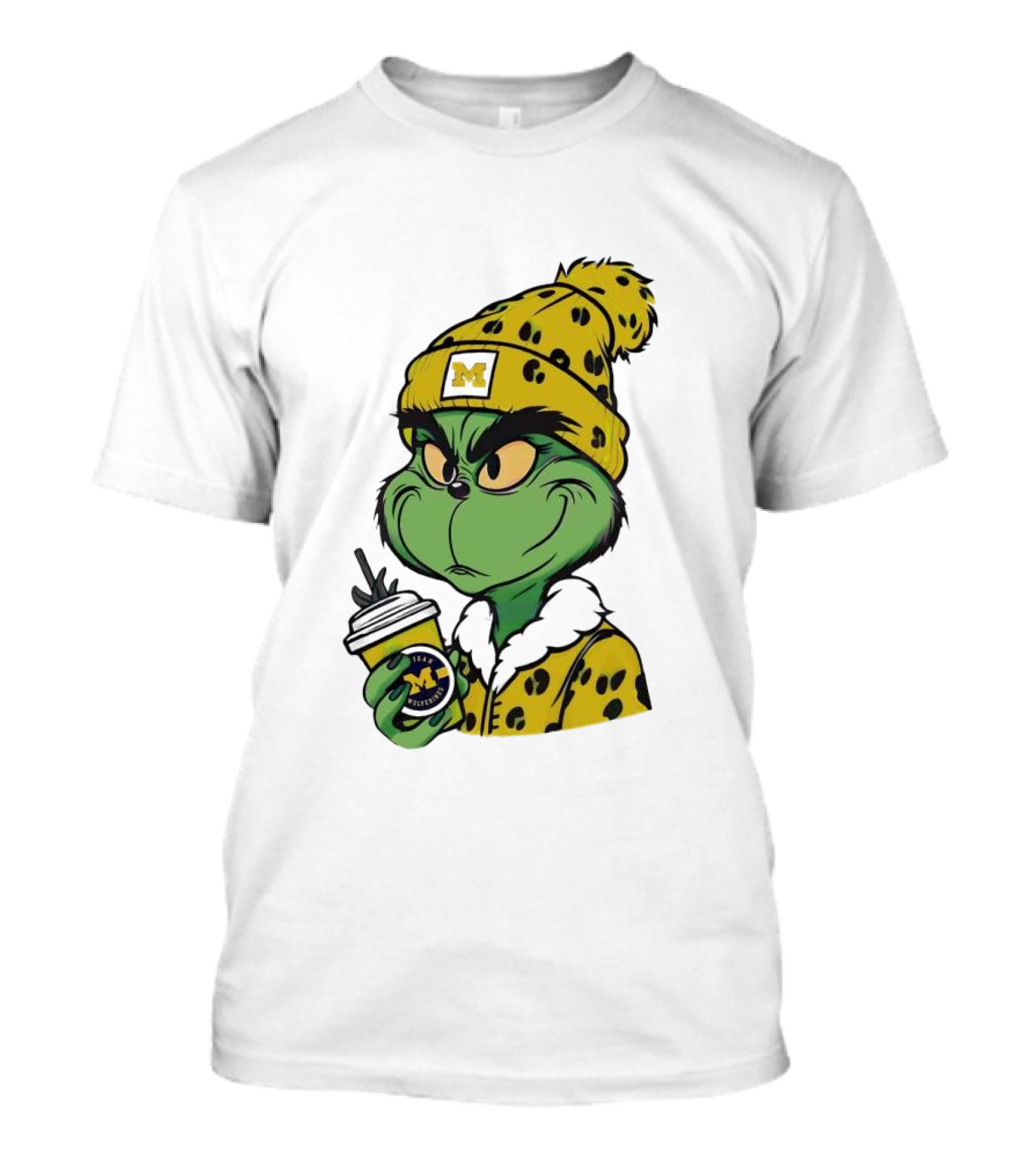 Grinch Boujee Michigan Wolverines M Logo Winter Outfit Coffee Cup T-Shirt