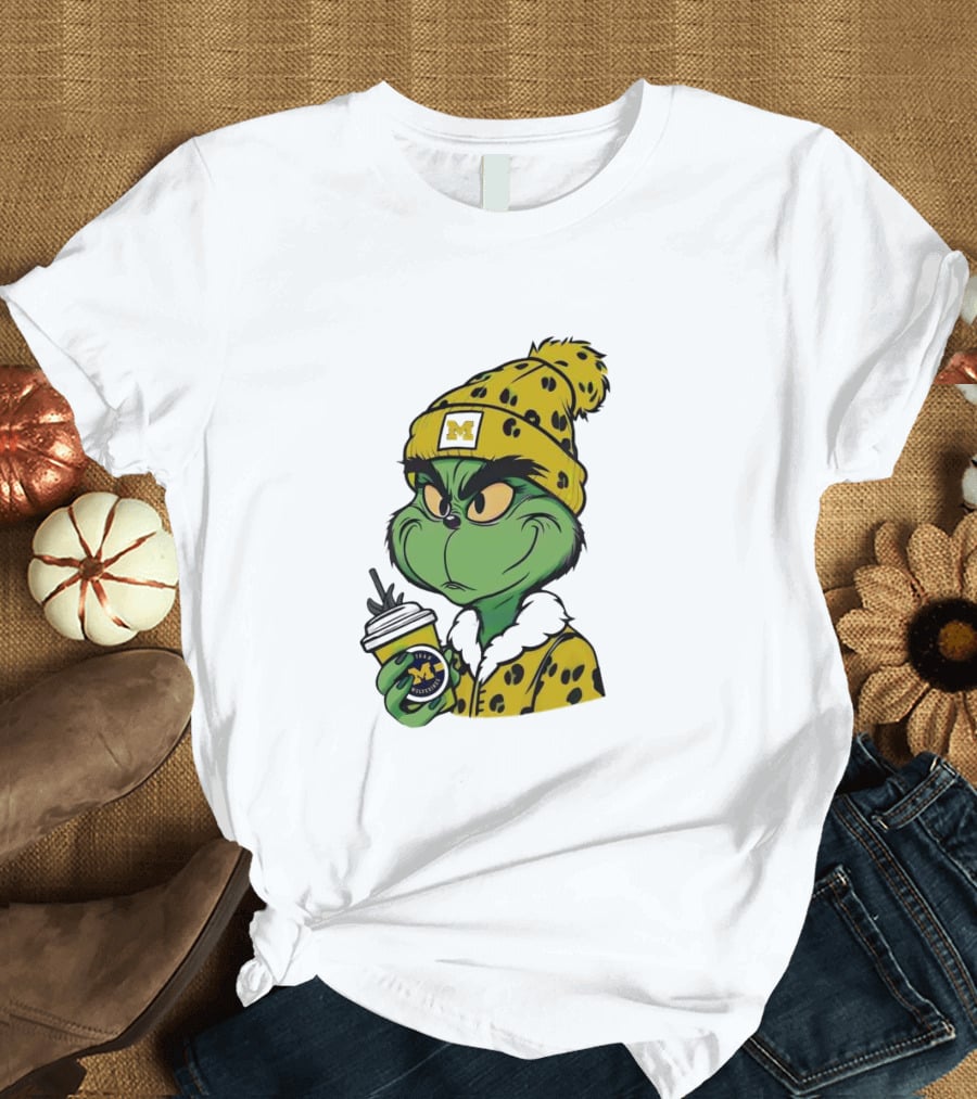 Grinch Boujee Michigan Wolverines M Logo Winter Outfit Coffee Cup T-Shirt